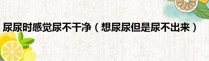 尿尿时感觉尿不干净 想尿尿但是尿不出来