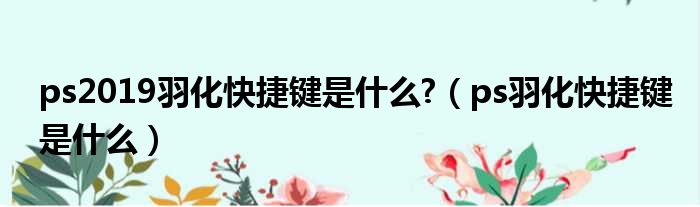 ps2019羽化快捷键是什么  ps羽化快捷键是什么