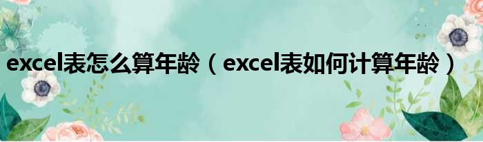 excel表怎么算年龄 excel表如何计算年龄