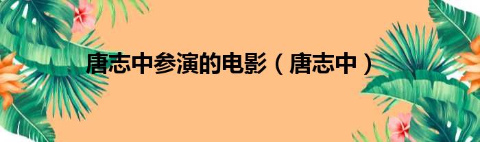 唐志中参演的电影 唐志中