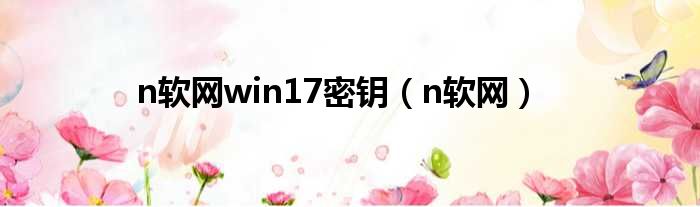 n软网win17密钥 n软网