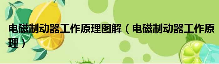 电磁制动器工作原理图解 电磁制动器工作原理