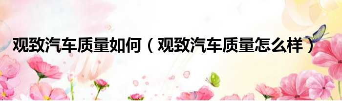 观致汽车质量如何 观致汽车质量怎么样