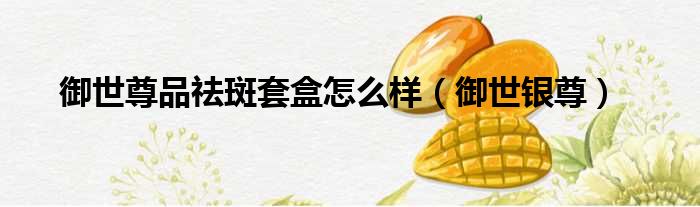 御世尊品祛斑套盒怎么样 御世银尊