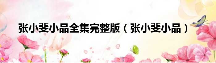 张小斐小品全集完整版 张小斐小品