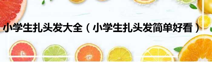 小学生扎头发大全 小学生扎头发简单好看
