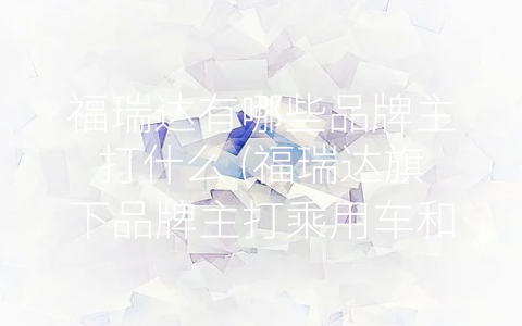福瑞达有哪些品牌主打什么 (福瑞达旗下品牌主打乘用车和商用车市场，满足不同消费群体的需求)
