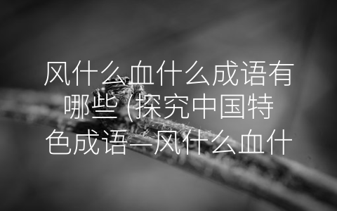 风什么血什么成语有哪些 (探究中国特色成语—风什么血什么的内涵和用法)