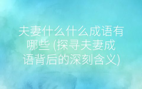 夫妻什么什么成语有哪些 (探寻夫妻成语背后的深刻含义)