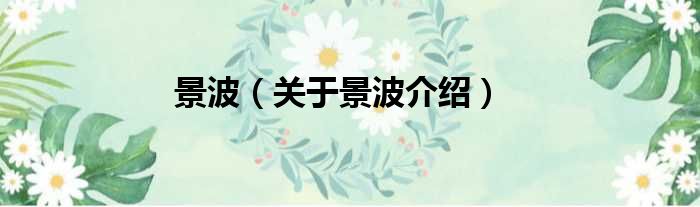 景波 关于景波介绍