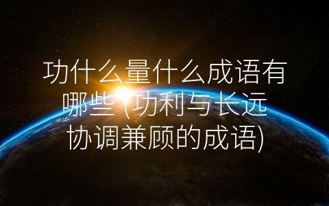 功什么量什么成语有哪些 (功利与长远协调兼顾的成语)