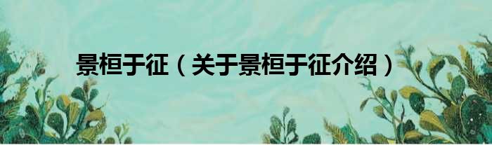 景桓于征 关于景桓于征介绍
