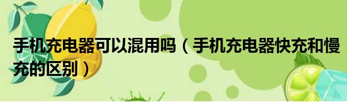 手机充电器可以混用吗 手机充电器快充和慢充的区别