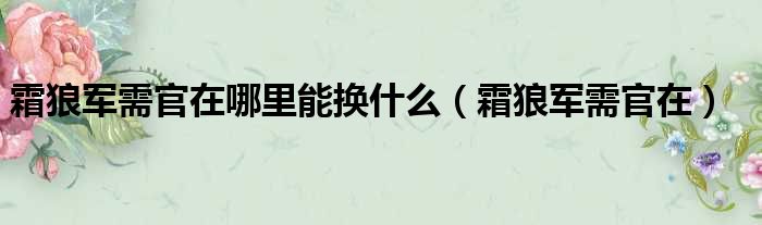 霜狼军需官在哪里能换什么 霜狼军需官在