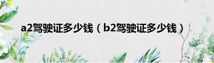 a2驾驶证多少钱 b2驾驶证多少钱