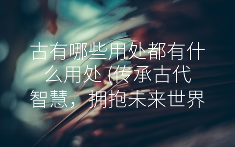 古有哪些用处都有什么用处 (传承古代智慧，拥抱未来世界)