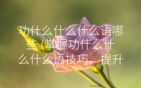 功什么什么什么语哪些 (掌握功什么什么什么语技巧，提升职场竞争力)