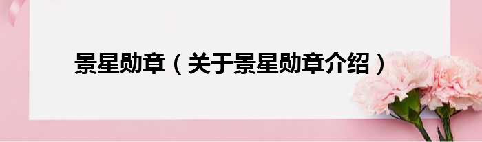 景星勋章 关于景星勋章介绍