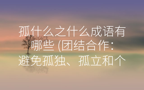 孤什么之什么成语有哪些 (团结合作：避免孤独、孤立和个人主义的负面影响)