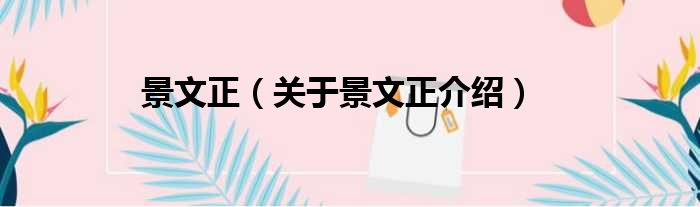 景文正 关于景文正介绍