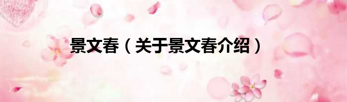景文春 关于景文春介绍