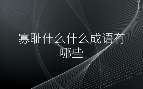 寡耻什么什么成语有哪些