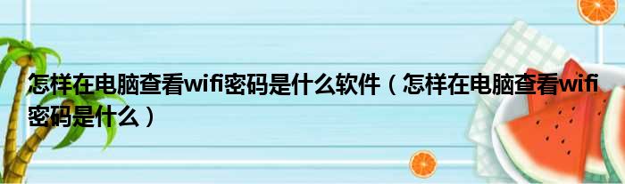 怎样在电脑查看wifi密码是什么软件 怎样在电脑查看wifi密码是什么