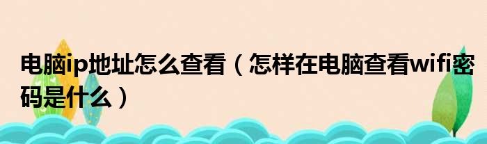 电脑ip地址怎么查看 怎样在电脑查看wifi密码是什么