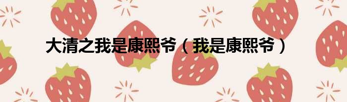 大清之我是康熙爷 我是康熙爷