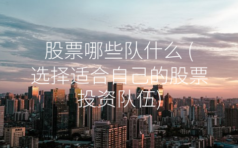 股票哪些队什么 (选择适合自己的股票投资队伍)