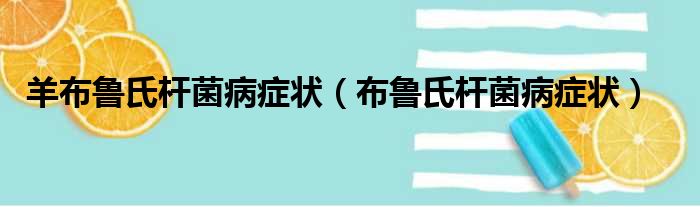 羊布鲁氏杆菌病症状 布鲁氏杆菌病症状