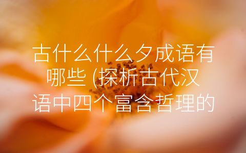 古什么什么夕成语有哪些 (探析古代汉语中四个富含哲理的夕成语)