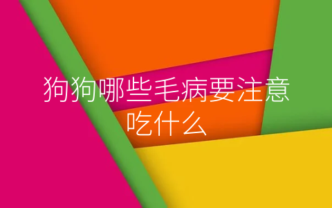 狗狗哪些毛病要注意吃什么