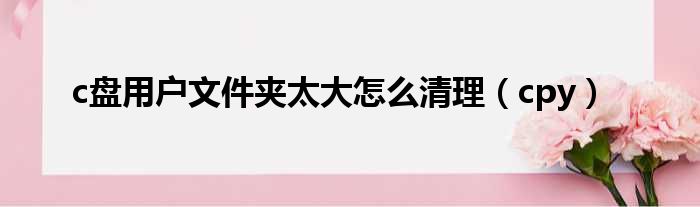 c盘用户文件夹太大怎么清理 cpy