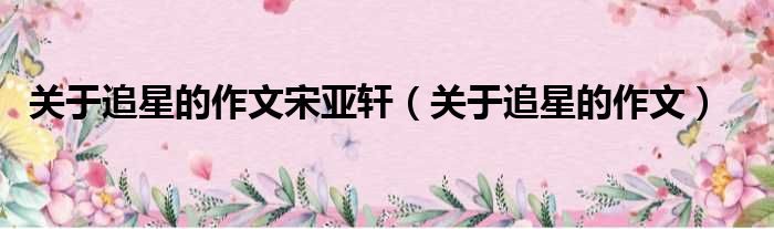 关于追星的作文宋亚轩 关于追星的作文