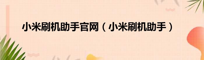 小米刷机助手官网 小米刷机助手