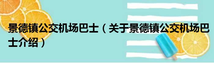 景德镇公交机场巴士 关于景德镇公交机场巴士介绍