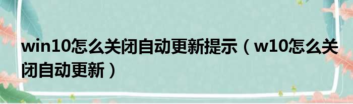 win10怎么关闭自动更新提示 w10怎么关闭自动更新