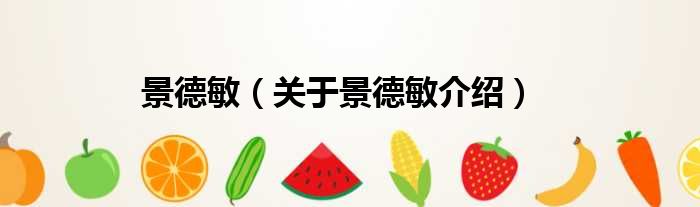 景德敏 关于景德敏介绍