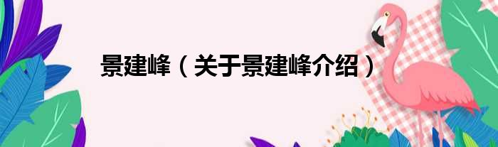 景建峰 关于景建峰介绍