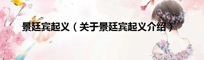 景廷宾起义 关于景廷宾起义介绍