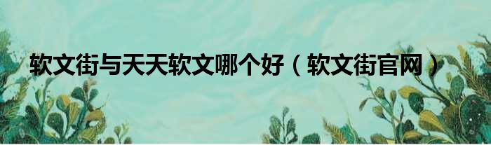 软文街与天天软文哪个好 软文街官网