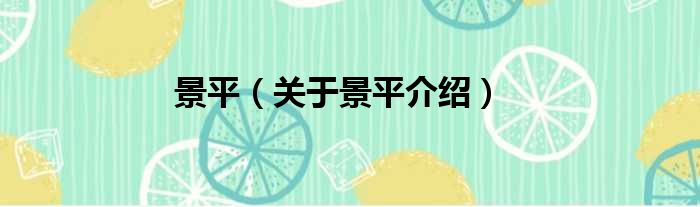 景平 关于景平介绍