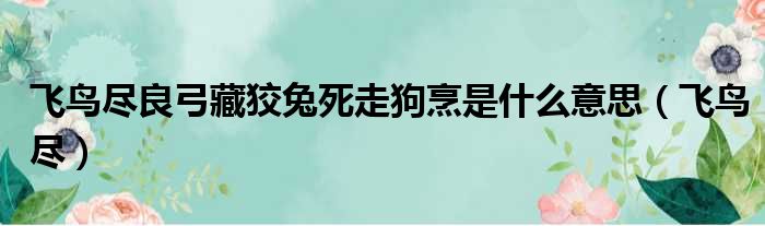 飞鸟尽良弓藏狡兔死走狗烹是什么意思 飞鸟尽