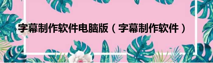 字幕制作软件电脑版 字幕制作软件