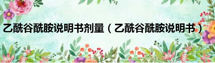 乙酰谷酰胺说明书剂量 乙酰谷酰胺说明书