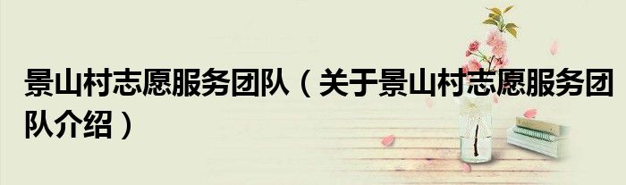 景山村志愿服务团队 关于景山村志愿服务团队介绍