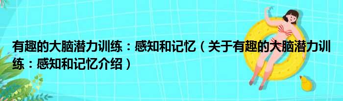 有趣的大脑潜力训练：感知和记忆 关于有趣的大脑潜力训练：感知和记忆介绍