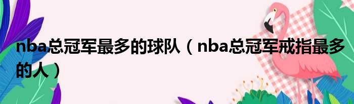 nba总冠军最多的球队 nba总冠军戒指最多的人