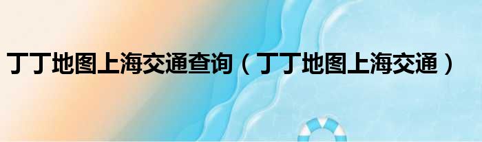 丁丁地图上海交通查询 丁丁地图上海交通